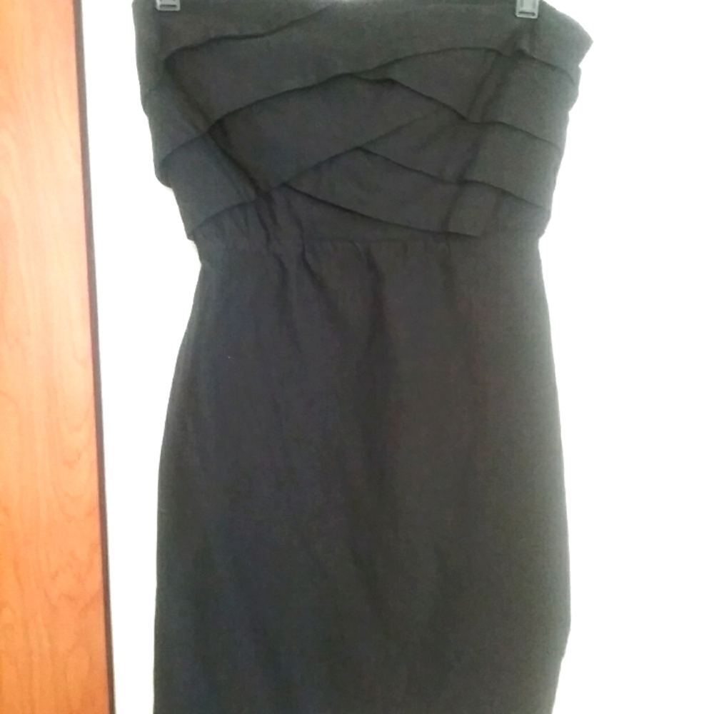 Black strapless mini dress